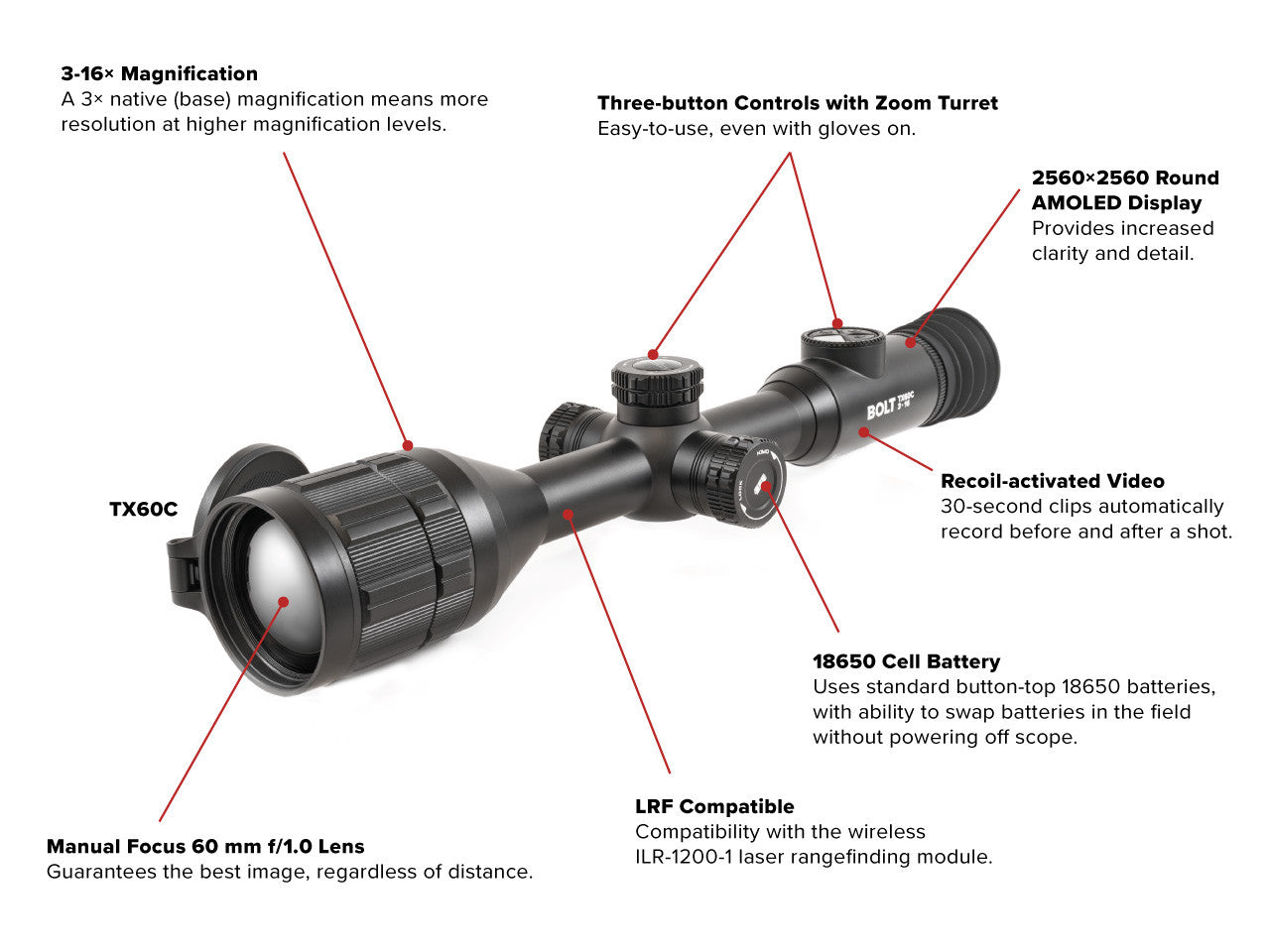 INFIRAY BOLT TX60C Thermal Weapon Sight 1024x1024 60mm